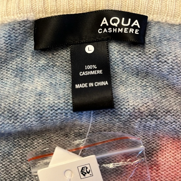 Aqua Tie Dye Print Cashmere Sweater - Picture 7 of 7